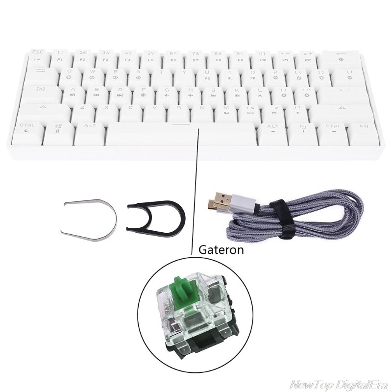 Teclado mecánico portátil SK61, interruptores ópticos Gateron, retroiluminado, intercambio en , 60%