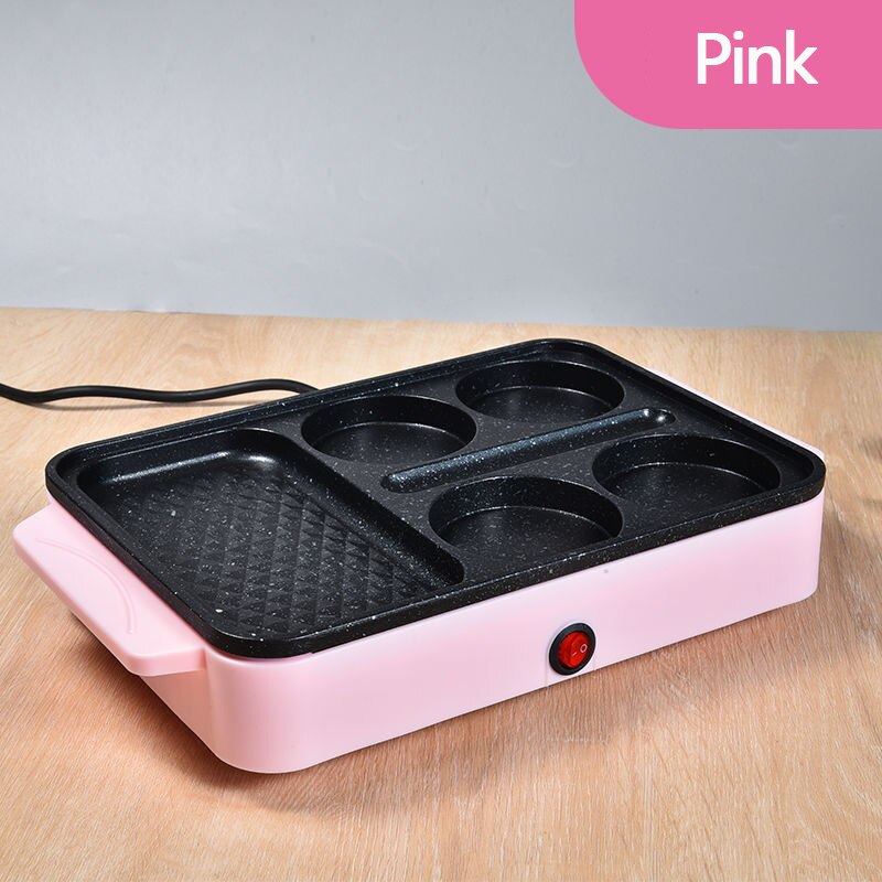 Poêle à frire antiadhésive pour le petit déjeuner, poêle à Steak et à saucisses, électrique, 1000W: Rose / Without lid / EU
