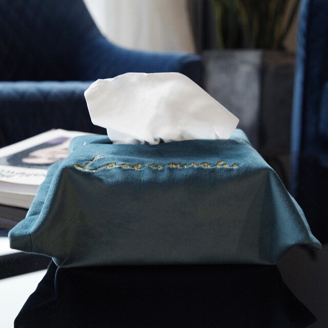 INS Embroidery Velvet Tissue Box Cloth Tissue Cover Home Car Portable Storage Boxs Kitchen Desktop Decoration Organization: 5