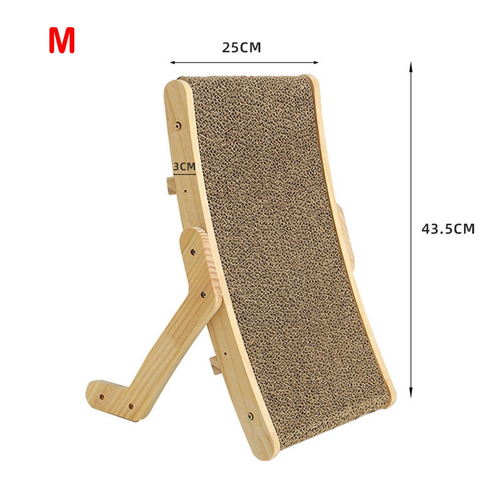 3 In 1 Solid Wood Anti Cat Scratcher Cat Scratch Board Kitten Corrugated Paper Pad Vertical Pet Cat Toys Grinding Nail Scraper: M