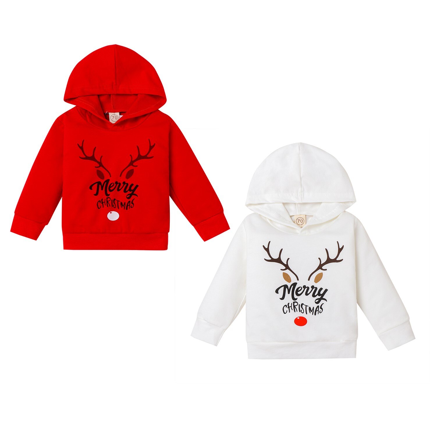 hiver noël 0-4Y infantile bébé fille garçon lettre impression bois à capuche à manches longues sweat haut 2 couleurs