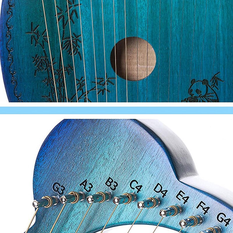 Harp Lyre,Mahogany 16 String Harp,Mini Portable Harp,Cute,String Instrument,with Tuning Lever,for Beginners,Etc