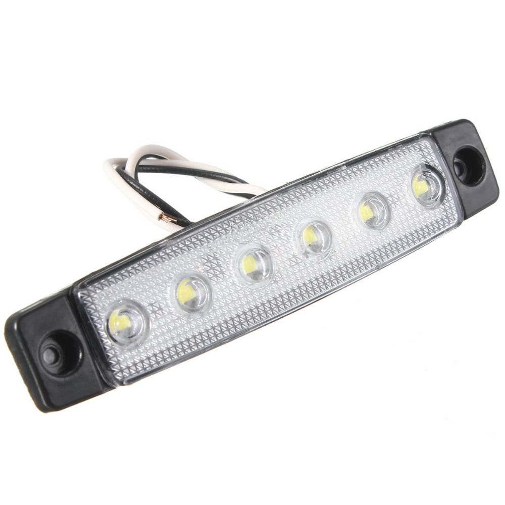 White 12V 6 LED Side Marker Light For Trailer Truck Boat BUS Indicator RV Lamp Comes With Mounting Screws And Nuts