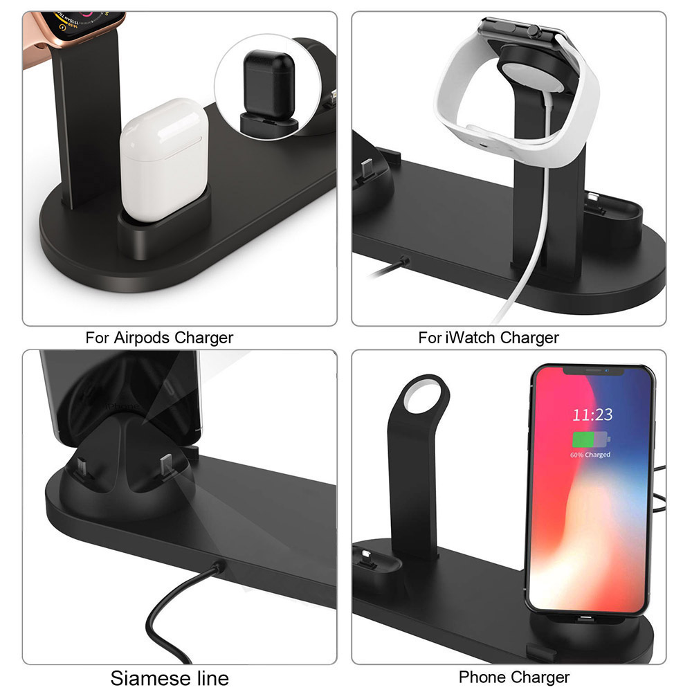 FDGAO Station de chargement support de support pour iPhone 11 Pro X XR XS MAX 8 7 6s Plus pour Apple Watch Series Airpods pro chargeur