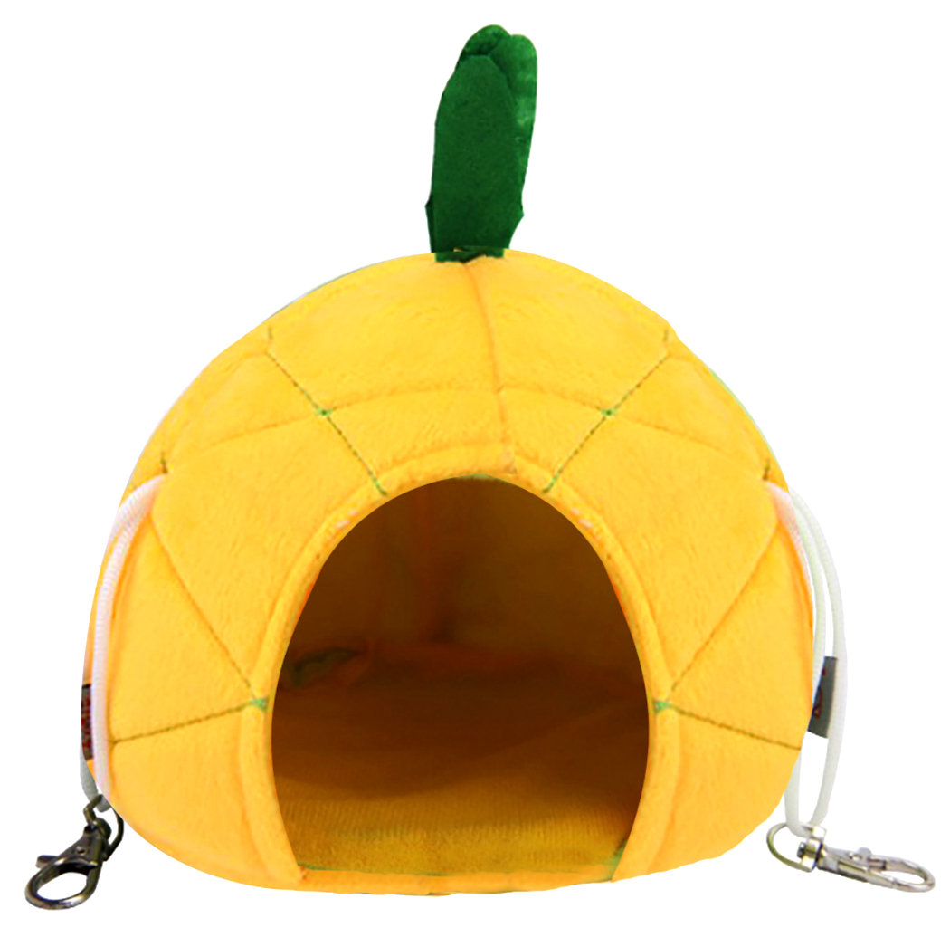 Pineapple Cartoon Warm Small Animal Bed Cute Hamster Hanging Bed House Warm Hedgehog Guinea Pig Bed For Small Breed: Yellow