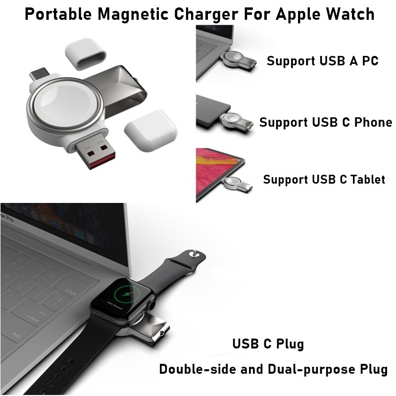 Portable Magnetic Wireless Charger for Apple Watch Fast Qi Wireless Charging Pad Dock Station for iWatch Series 6 5 4 3 2 1 SE
