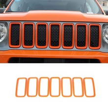 Front Grille Grill Inserts Trim Mesh Grill Insert Grille Guard Front Voor Jeep Renegade + 7Pcs Oranje