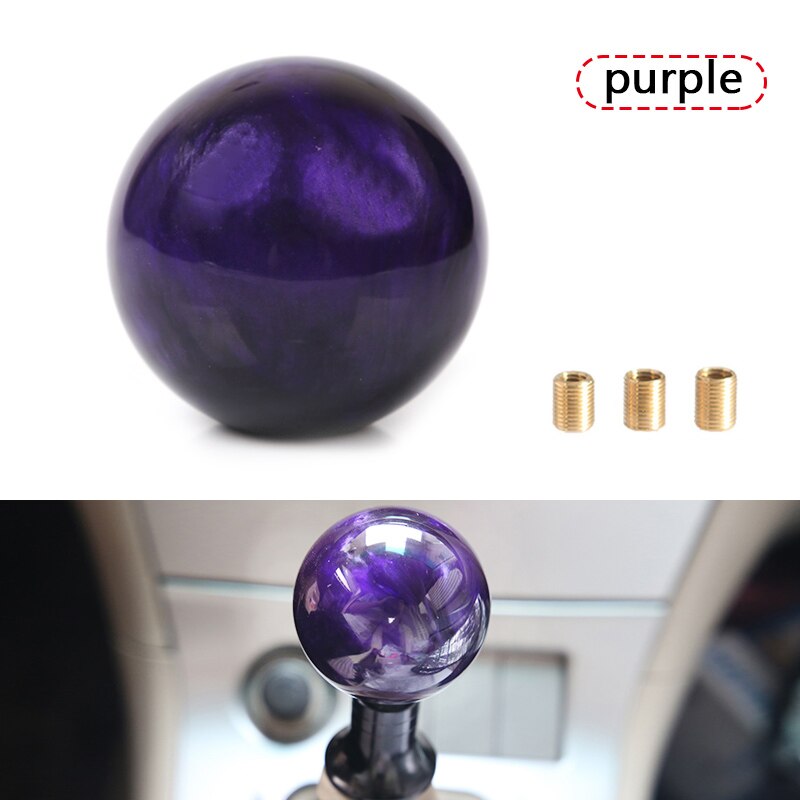 Racing Marmer Stijl Ronde Bal Pookknop Met 3 Adapters Voor De Meeste Auto &#39;S: purple