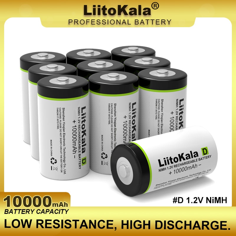 Rechargeable D Batteries - 10000mAh Ni-MH D Cell - 1-10PCS Pack - for Gas Stoves