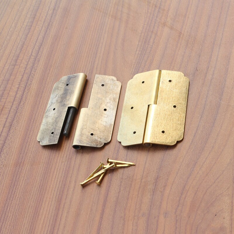 Antique Decorative Furniture Cabinet Hinges Copper Bronze Jewlery Wine Box Brass Hinges Fitting For Bookcase Wardrobe