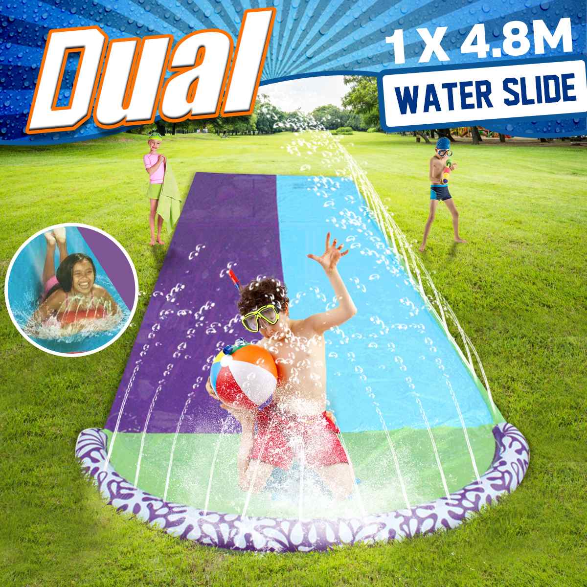 480x140cm freundlicher Doppel Surfen Wasser Rutsche Ich bin Freien Garten Rennen Rasen Wasser Rutsche sprühen Sommer Wasser Spiele Spielzeug Rodel aquatiqu