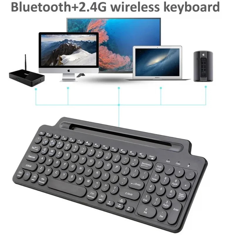 Teclado bluetooth 2.4g teclado sem fio com touchpad slot para cartão teclado para portátil tablet android ios ipad teclado de jogos