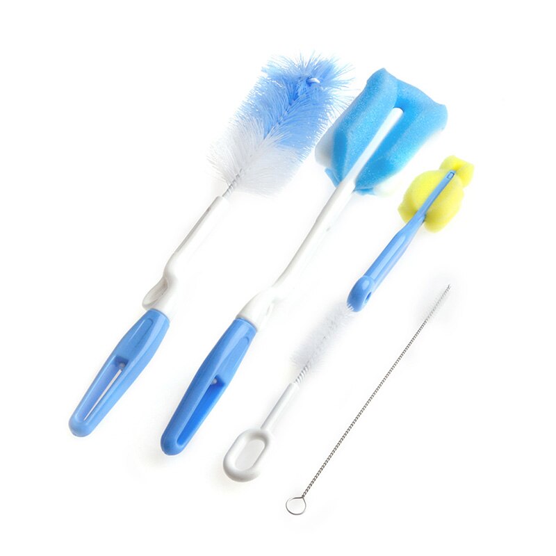 5Pcs Baby Milk Feeding Bottle Brush Handly Portable Nylon and Sponge Tube Cleaner