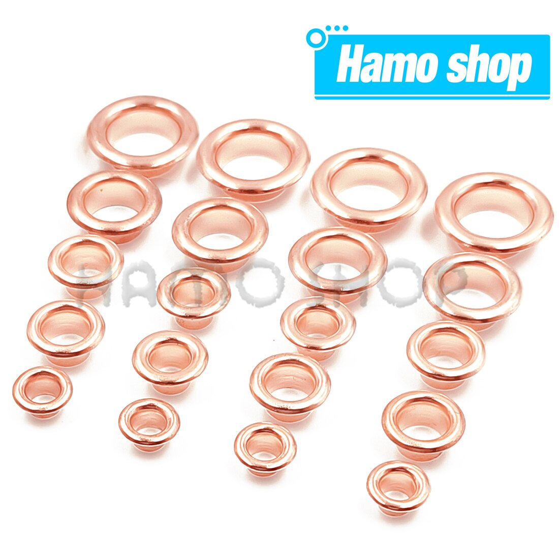 100 Uds. Ojales de Metal con agujeros de Color oro rosa con arandela para accesorios de artesanía de cuero Diy zapatos cinturón gorra bolsa etiquetas ropa