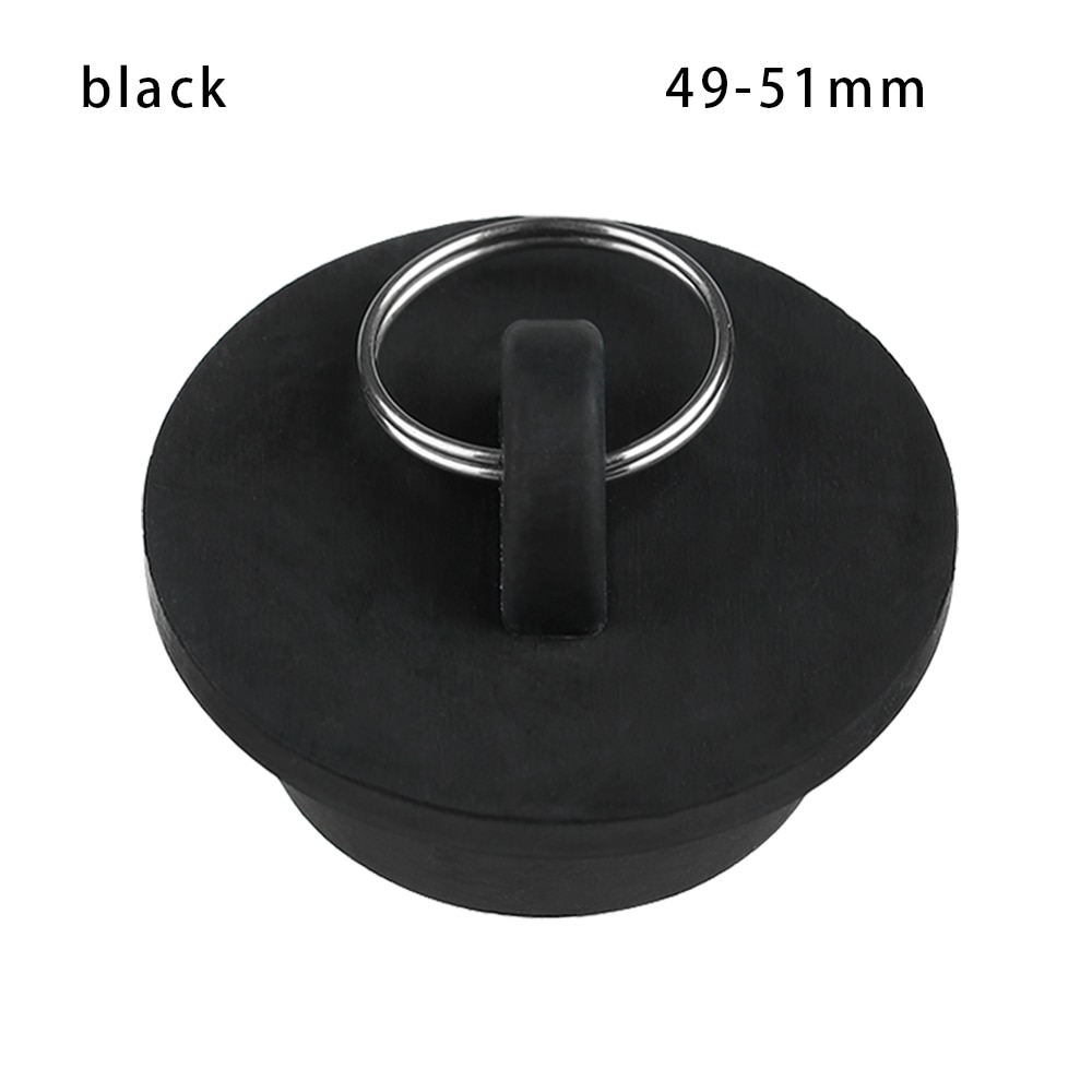 Kitchen Bath Tub Sink Water Stopper Floor Drain Plug Sink Bathtub Drainage Stopper Round Leakage-proof Plug Bathroom Accessories: 49-51mm	black