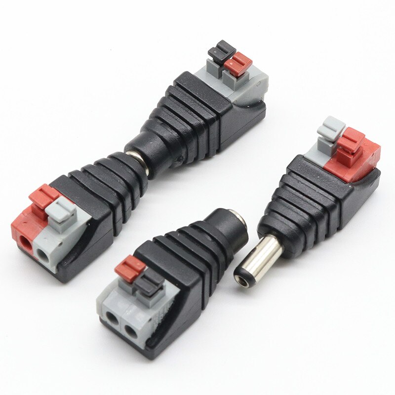 5 connecteurs mâles cc,  +5 connecteurs femelles cc, 2.1*5.5mm connecteurs d'adaptateur de prise d'alimentation cc pour 3528/5050/5730 bandes led monochromes
