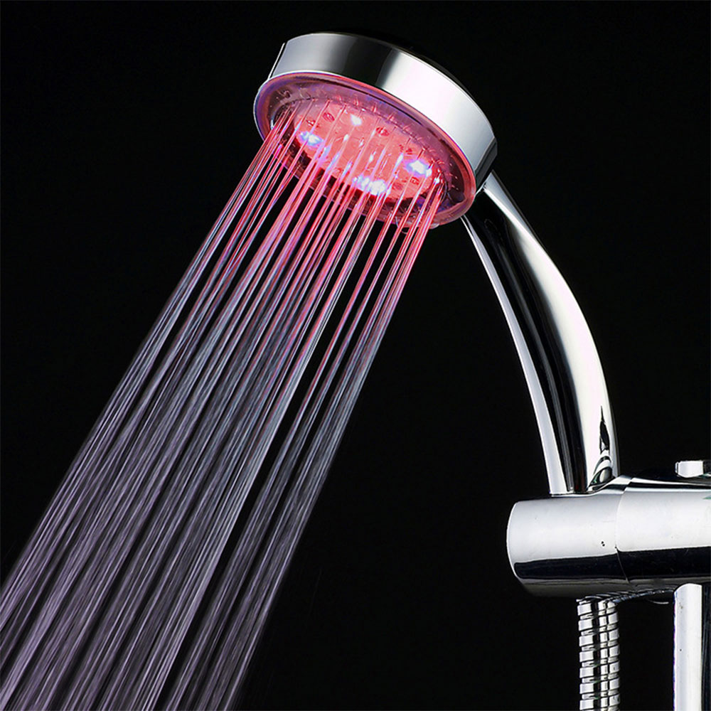 Pommeau de douche à lumière LED 7 couleurs, pommeau de douche à couleur changeante, sans pile, pour un décor de salle de bain automatique et romantique