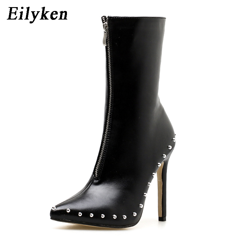 Eilyken kvinner nagle støvletter spiss tå høye støvletter høy hæl ankel boots dame pumps motorsykkel støvletter mujer