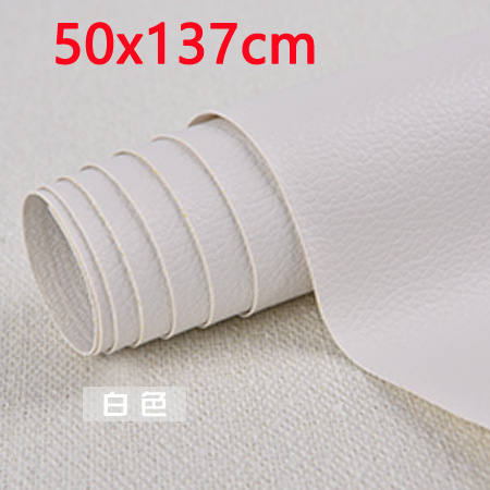 Parche de tela de cuero sintético para reparación de sofá, Pegatina autoadhesiva sin planchado, parches de tela de cuero para álbum de recortes, 50x137cm: 50x137 white