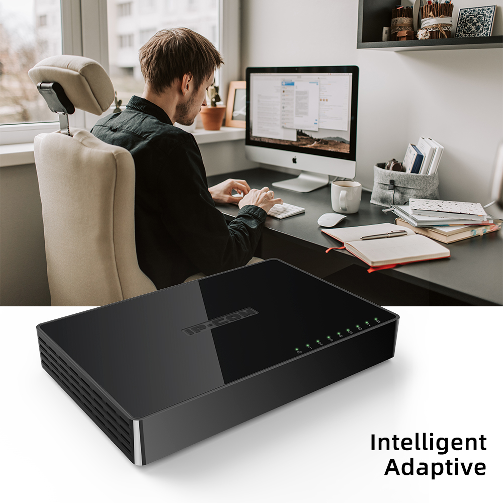 IP-COM 8 Port Gigabit Switch 10/100/1000Mbps RJ45 LAN Ethernet Fast Desktop Network Switching Hub Shunt