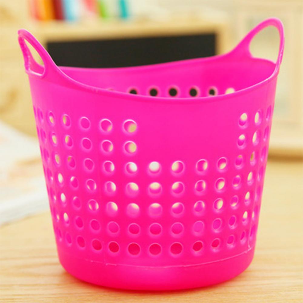 Mini panier de rangement de bureau en plastique, corbeille à papier, pour produits cosmétiques: WHITE