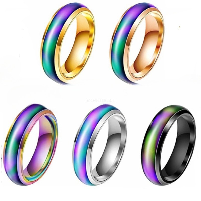 1 stücke Edelstahl Stimmung Ring Ändern Farbe Ringe Emotion Gefühl Temperatur Ring für Frauen Männer Paare Ringe Schmuck