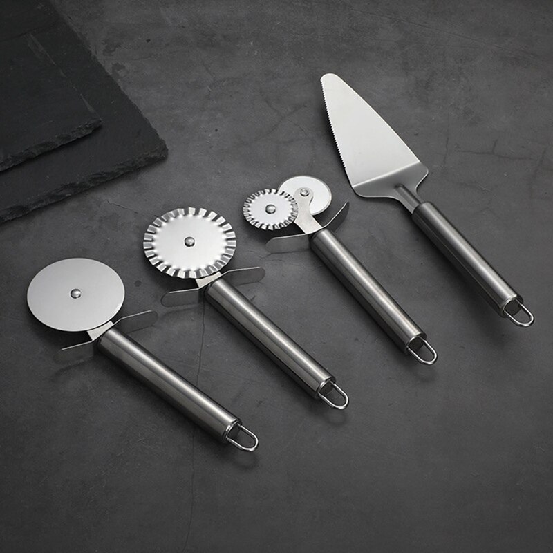 Pizza Cutter Rvs Dubbele Roller Pizza Mes Pizza Deeg Divider Gebak Pasta Deeg Crimper Keuken Gereedschap