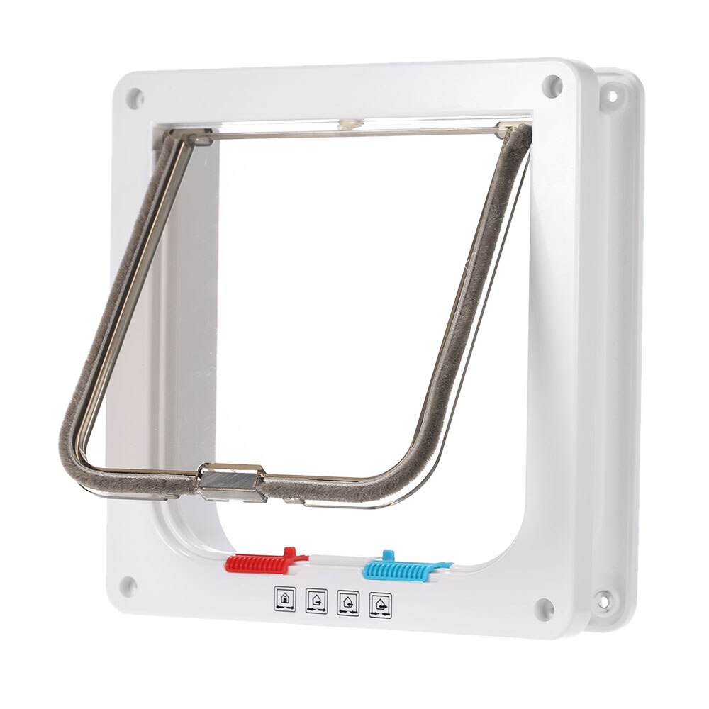 4-Way Locking Pet Door W/ Smart switches keep the house door Cat Puppy Dog Supplies Lock Lockable Safe Flap Gates go in/out free: L