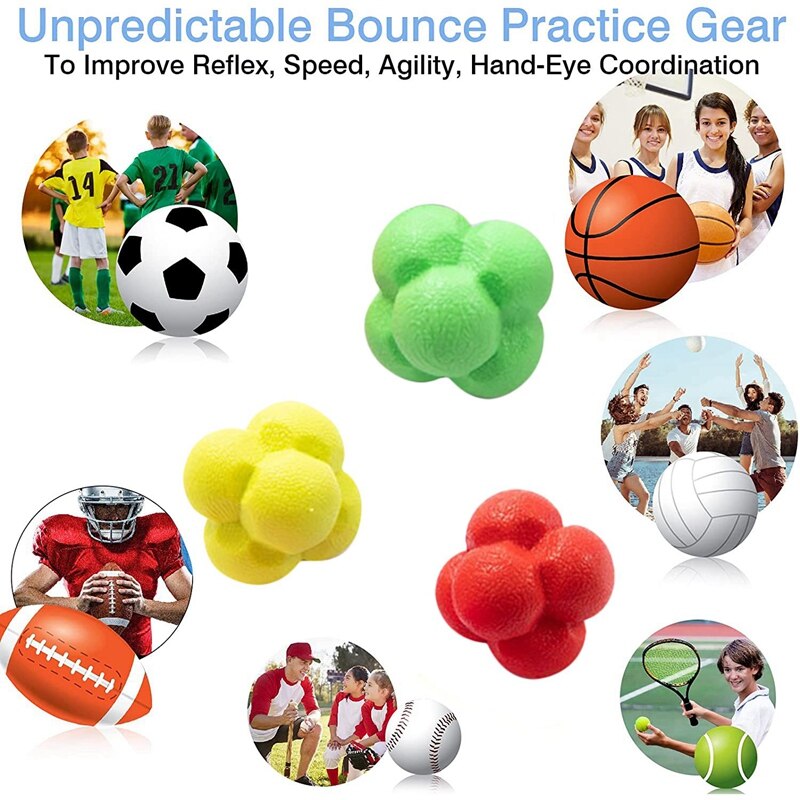 Reaction Balls Hexagonal Reaction Ball For Agility Reflex Coordination Training Hand-Eye Coordination and Speed Training