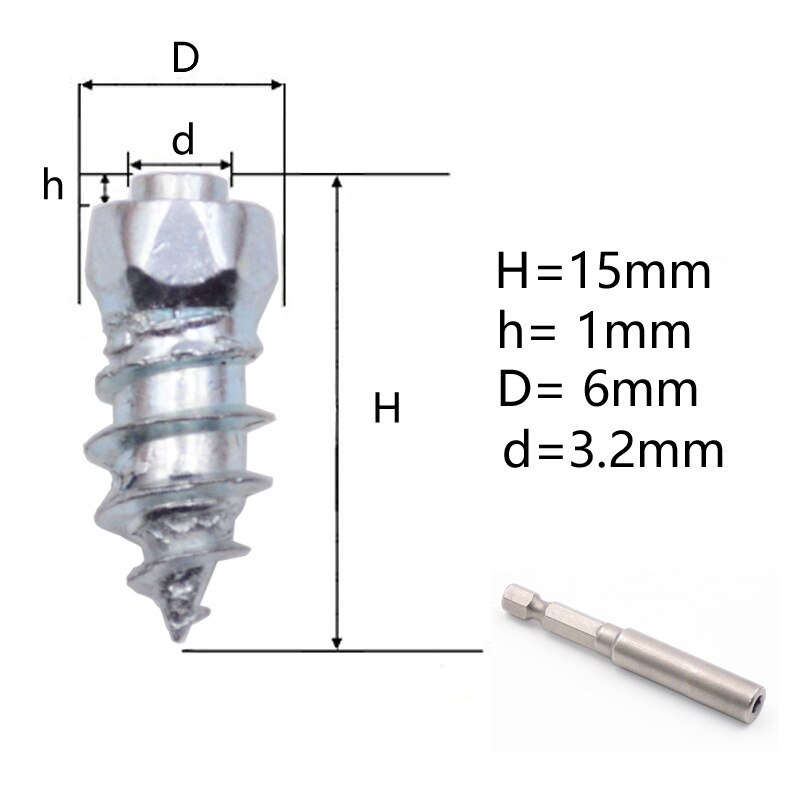12/15mm vinter dubbskruv bildäck dubb skruv snöspikar hjuldäck atv halksäkra skruv dubb bil motorcykel 100 st: 15mm 100 st