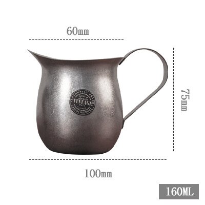 Hemliv i japansk stil retro kaffekanna mjölkkopp mjölkcylinder rostfritt stål matt kontorsklubbkaffeverktyg: 160ml retro koppar