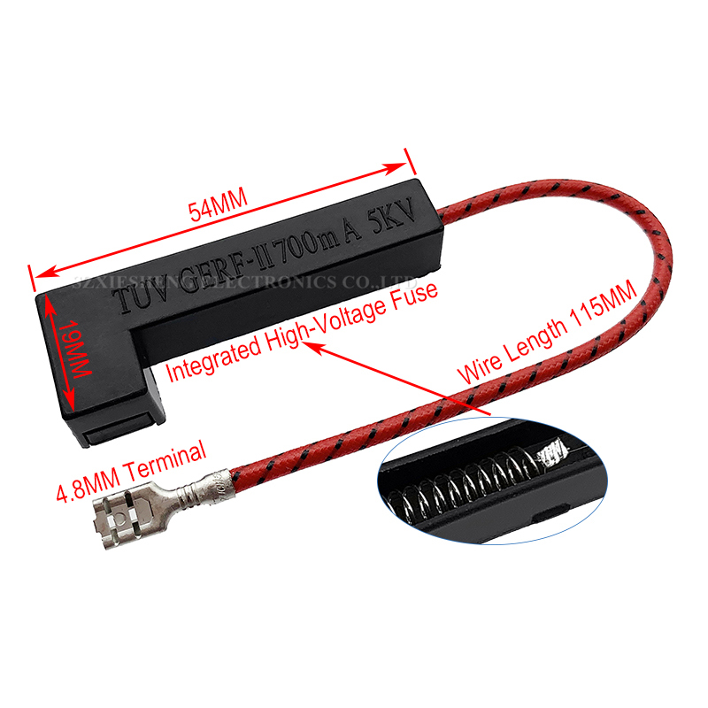Horno microondas de 5KV, fusible de alto voltaje integrado, 0,65a, 0,7a, 0,75a, 0,8a, 0,85a, 0,9a, 700mA, 800mA, para horno microondas LG Midea Galanz