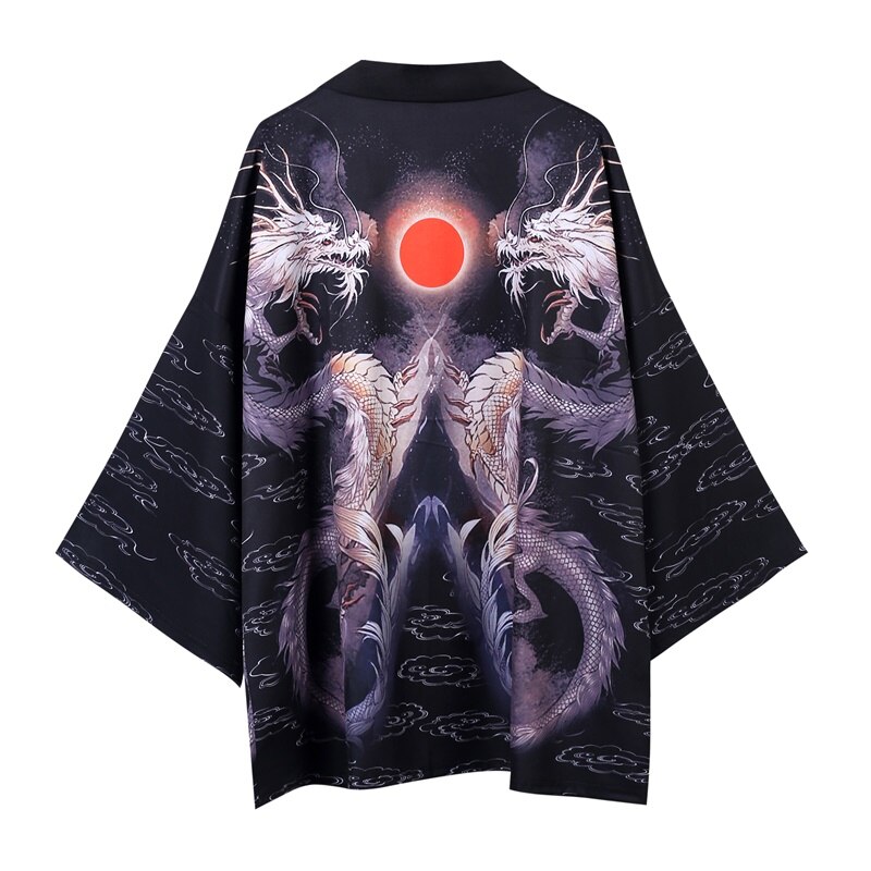 Japanese Kimono Cardigan Men Yukata Male Samurai Costume Clothing Kimono Jacket Mens Dragon Kimono Shirt Yukata Haori FF2306