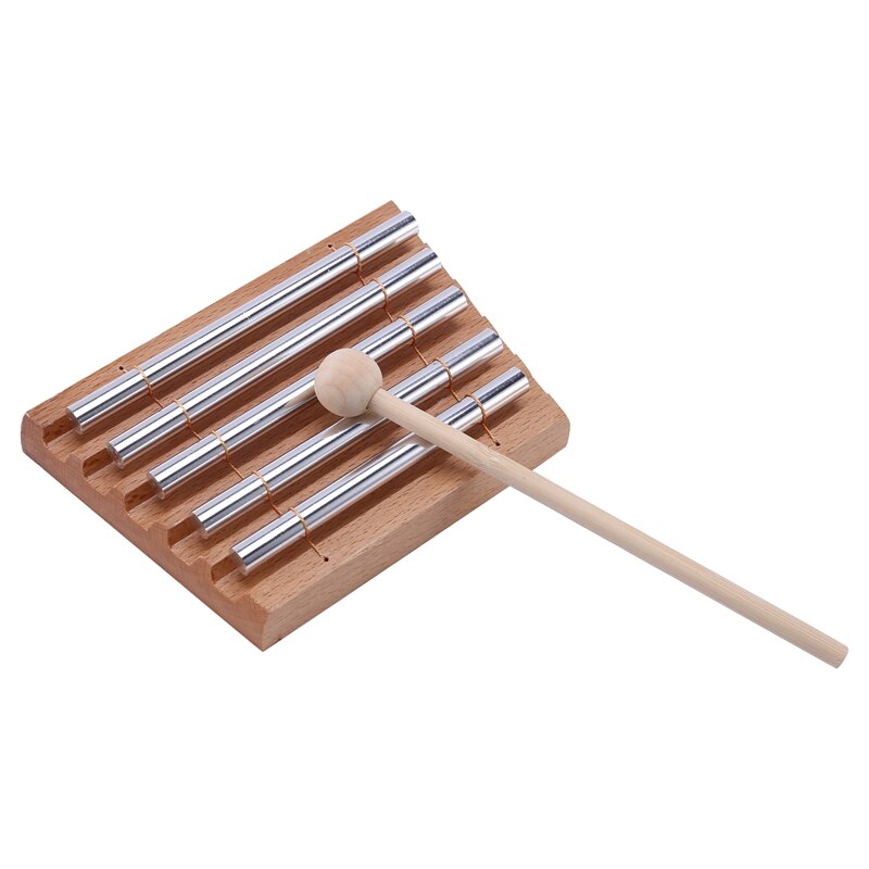 5-Tone Wooden Chimes with Mallet Percussion Musically Tuned Zenergy Chime Meditation Musical Toy: Default Title