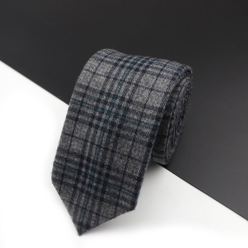 Cravate à carreaux en laine et coton pour homme, vêtement de loisirs, couleur foncée, couleur unie, idéal pour les affaires: 6