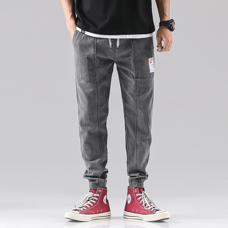 Wbson mænd jeans mænd mode mænd baggy slim jeans mænd jogger jeans jeans mænd cargo jeans syg 2307: Grå syg 2307 / 4xl(82.5kg-87.5kg)