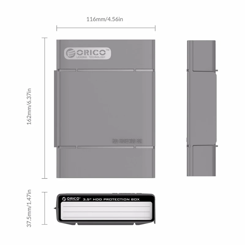 ORICO 3,5-Zoll-Schutzhülle für tragbare Festplatten, externer Aufbewahrungskoffer für Festplatten mit wasserdichtem und stoßfestem Festplattenkoffer