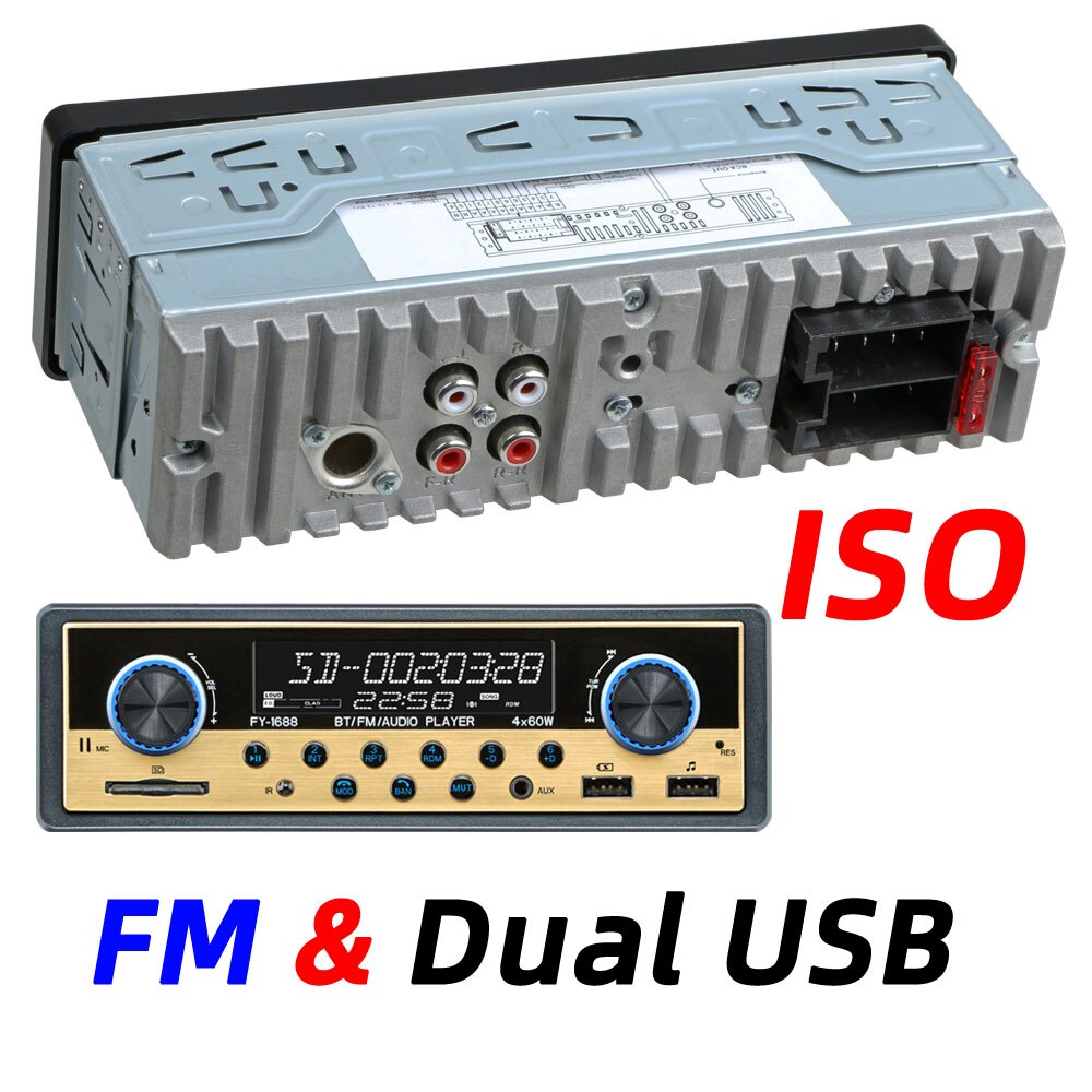 Dual Usb Auto Multimedia Speler Autoradio Coche Rds Bluetooth Aux Stereo Audio MP3 Radio Para Auto Elektronica Autoradio 1 din: FY-1688G-FM-ISO