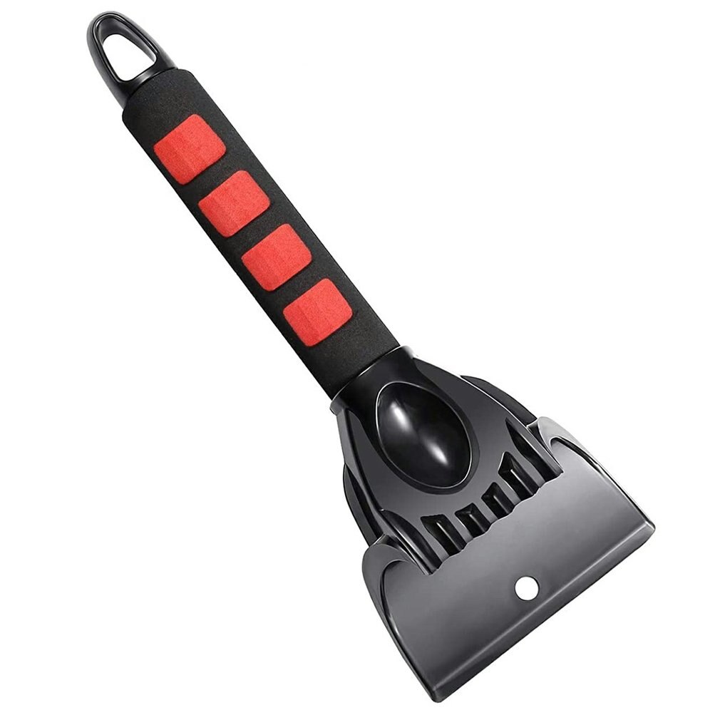 Raspador de hielo para nieve, herramienta de eliminación de hielo escarcha, agarre de espuma resistente para coche, SUV, camión, parabrisas, ventanas, pala de eliminación de nieve: black red