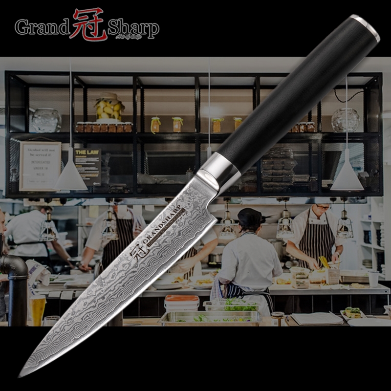 Grandsharp 5 tums verktyg damaskus kniv 67 lager japansk damaskus rostfritt stål vg -10 matlagningsverktyg damaskus köksknivar