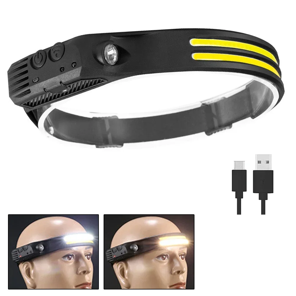 1-10Stck Induktion Scheinwerfer Kolben Scheinwerfer Eingebaute Batterie Taschenlampe USB Aufladbare Kopf Taschenlampe 5 Beleuchtung Modi Scheinwerfer: verrotten / Beige