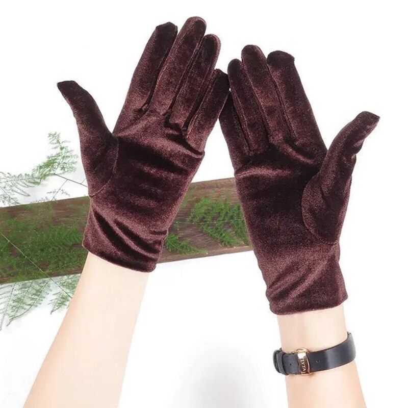 Guantes ajustados de terciopelo para mujer, Guantes elásticos de terciopelo, color morado, Burdeos y negro, para y Club