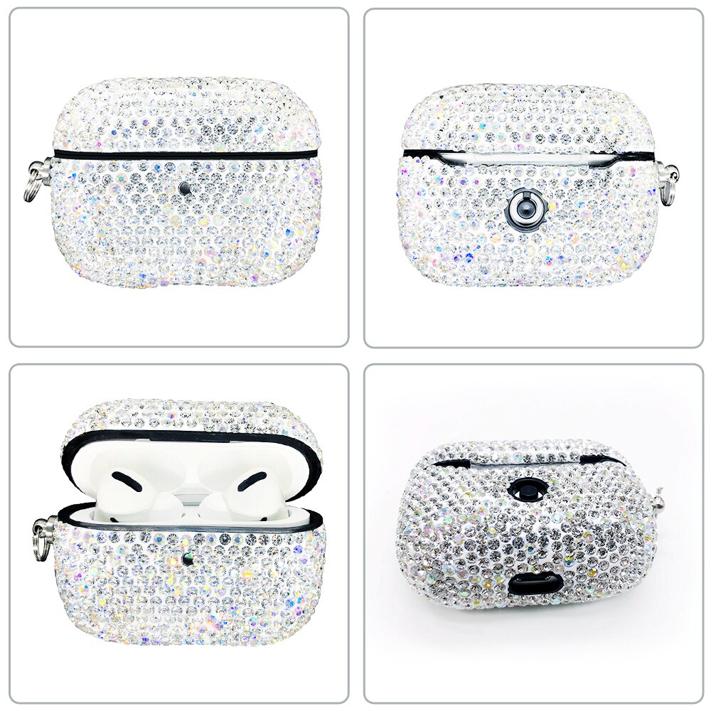 Bling Girls Protector For Airpods 2 pro 3 Cases Luxury Diamond Cover With Hanging Ball Keychain For Apple Air pods Charging Box