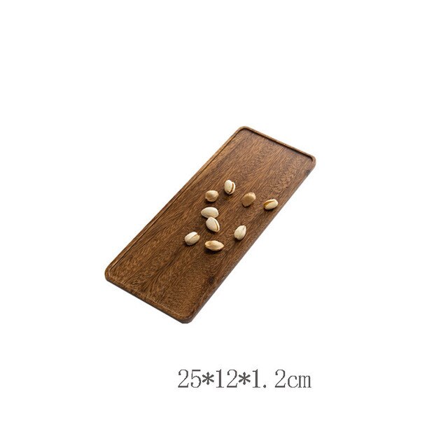 Rectangle Square Walnut Storage Plate Fruit Dishes Saucer Dessert Dinner Bread Plates Tea Tray: 25x12CM