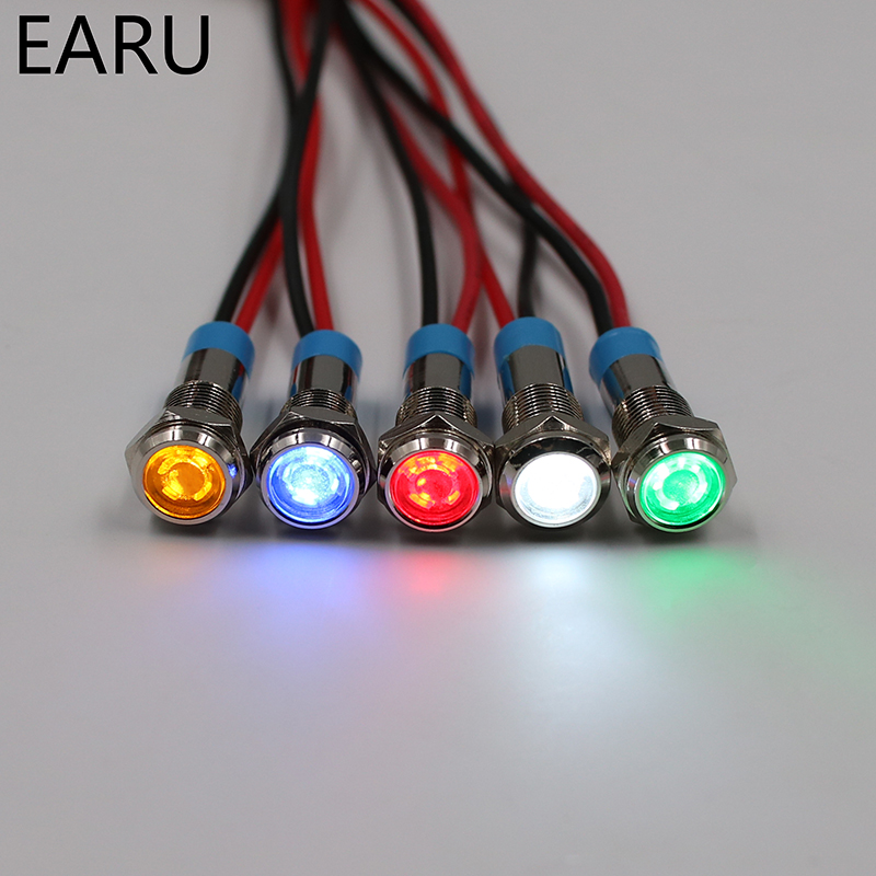 6mm vandtætte metal indikator pilot led lyssignal 5v 6v 12v 24v 110v 220v lampe motorbåd bil rød blå grøn