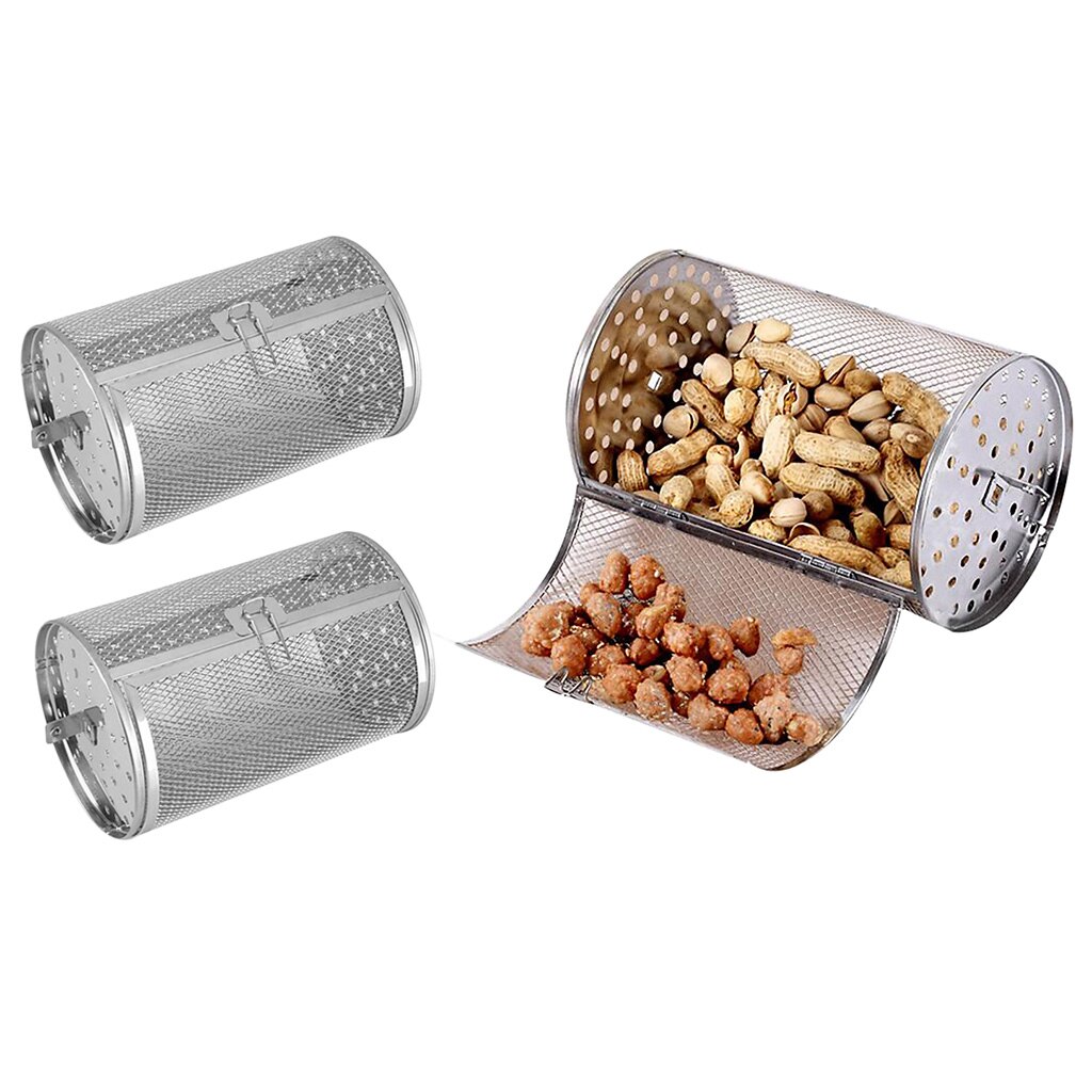 2x Stainless Steel Oven Basket Coffee Bean Baking Rotisserie Grill Cage Kitchen