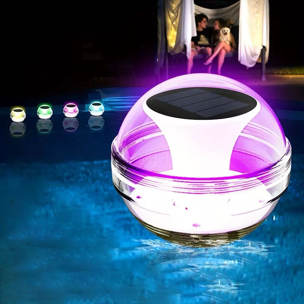 Led-solar-schwimmlampe für pools, solarbetrieben, wasserdicht, leuchtet und zeigt drei beleuchtungsmodi.: Blau