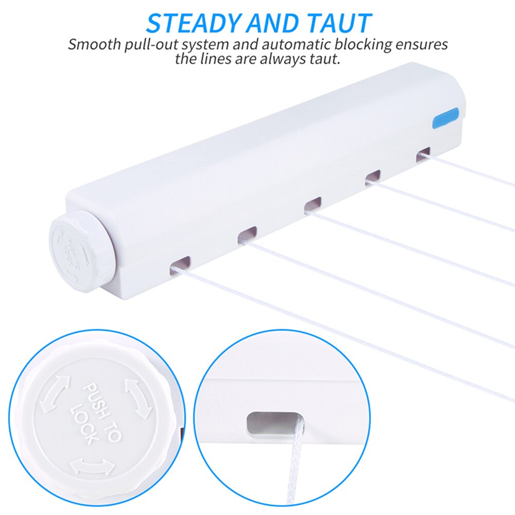 Clothesline Retractable 3.2/3.75m Spring automatic expansion Drying Clothes Towel Rack Portable Clothesline For Apartment