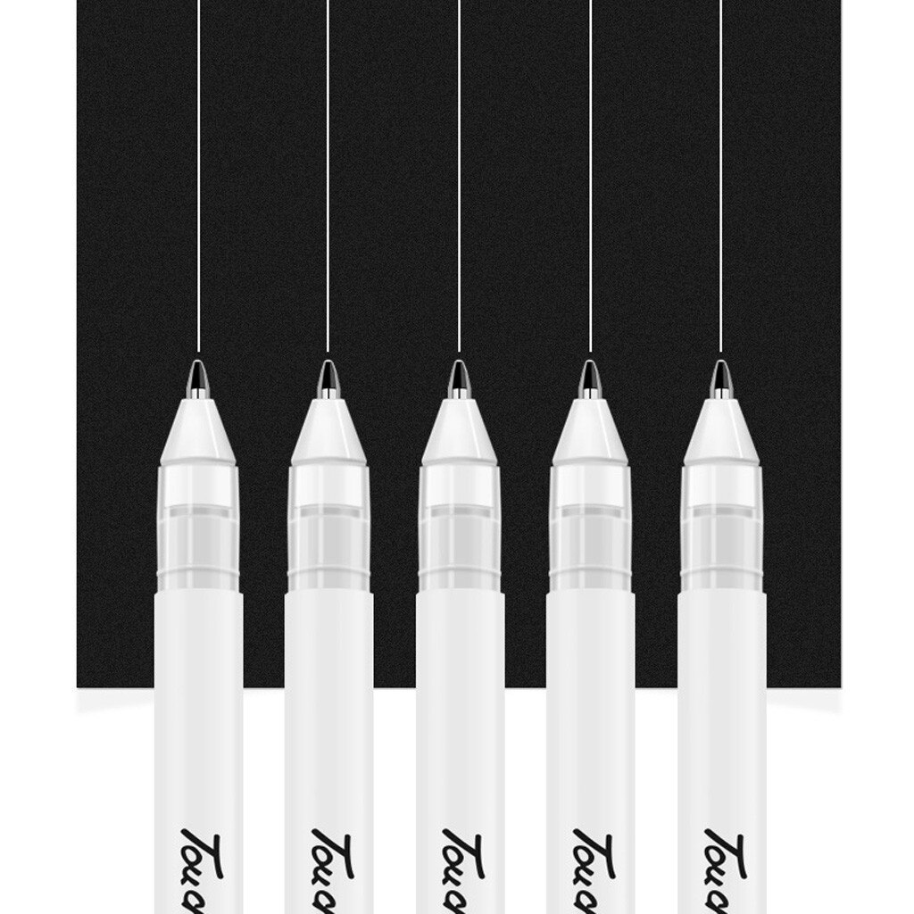 Stylos à encre Gel blanc, surligneur, pointe Fine, pour Illustration, papier noir, outil de papeterie scolaire et de bureau, 6 pièces