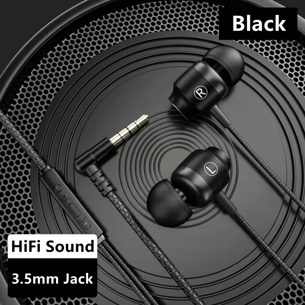 Metal Magnetic Wired Earphones 3.5mm L Jack HIFI Stereo Headphone Noise Reduction Gaming Headset With HD Mic for All Smartphones: Red
